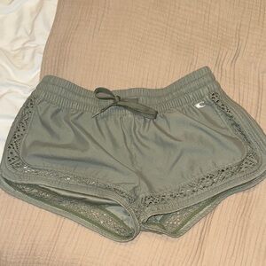 O'Neill Green Athletic Shorts with Drawstring Waistband